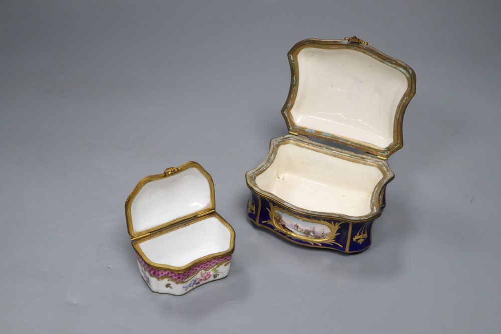 A Sèvres style porcelain box and another box